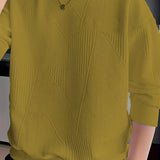 kkboxly  Men's Crew Neck Long Sleeve Sweatshirt, Casual Wear, Solid Pullover, Men's Clothing For Spring Fall Winter