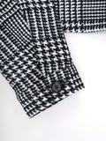 kkboxly  Men's Trendy Retro Houndstooth Long Sleeve Coat Windbreaker Lapel Long Overcoat For Autumn Winter
