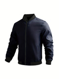 kkboxly  Men's Casual Zip-up Regular Fit Jacket, Zipper Pocket Baseball Jacket, Lightweight Casual Jacket For Men