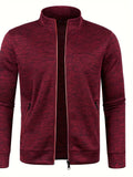 kkboxly  Elegant Mid Stretch Cardigan, Men's Casual Full Zip Up Cardigan Sweater Coat For Fall Winter