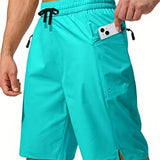 kkboxly  Men's Zip Pocket Swimming Trunks, Swimwear, Quick Dry Lightweight Breathable UV Protection Beach Shorts, Mens Clothing