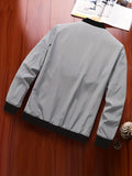 kkboxly  Fashionable And Casual Men's Solid Cardigan Zipper Long Sleeve Stand Collar Jacket, Comfortable And Versatile, Suitable For Dates, Suitable For Autumn And Winter