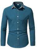 kkboxly  Men's Button Down Plaid Collar  Long Sleeve Shirt, Business Casual Dress Shirts
