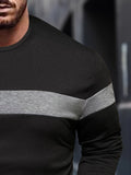 kkboxly Men's Color Block Crew Neck Long Sleeve Novel T-shirt Tee, Casual Comfy Shirts For Spring Summer Autumn, Men's Clothing Tops