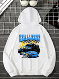 kkboxly  Cartoon Car Print, Men's Casual Hoodie, Drawstring Pocket Hoodie