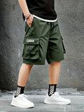 kkboxly  Men's Trendy Plain Color Cargo Shorts, Oversized Shorts With Pocket Plus Size
