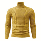 kkboxly  Men's Plain Turtleneck Sweater, Trendy High Stretch Fashion Comfy Thermal Tops