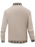kkboxly  Reversible Men's Long Sleeve Outwear For Spring And Autumn, Letter Pattern Men's Preppy Style Embroidery Zip Up Cotton Comfy Baseball Jacket With Pockets