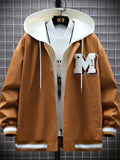 Stylish Embroidered Letter M Print Jacket, Men's Casual Windproof Baseball Jacket, Men's Outfits