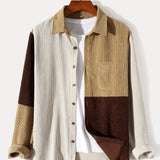 kkboxly  Fashionable And Simple Men's Long Sleeve Multicolor Patchwork Casual Lapel Simple Jacket, Trendy And Versatile, Suitable For Dates