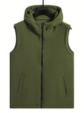 kkboxly  Men's Warm Fleece Hooded Vest For Fall Winter Outdoor Activities