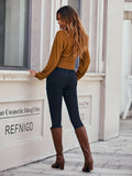kkboxly  Solid Boat Neck Rib Knit T-shirt, Casual Drawstring Side Long Sleeve Top, Women's Clothing