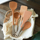 kkboxly 1pc German Beylum Cooking Kitchen Utensils, Natural Wooden Kitchen Tableware Tools, Cooking Shovel Spoon