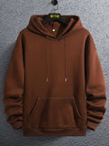 kkboxly Solid Color Hoodies For Men, Graphic Hoodie With Kangaroo Pocket, Comfy Loose Drawstring Trendy Hooded Pullover, Mens Clothing For Autumn Winter