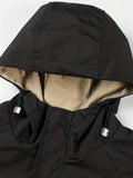 kkboxly  Men Flap Pocket Drawstring Hooded Jacket Without Tee