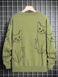 kkboxly  Men's Cute Cat Pattern Sweater - Trendy & Warm Pullover for Couples & Adolescents