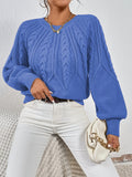 Solid Cable Knit Sweater, Casual Crew Neck Long Sleeve Sweater, Women's Clothing
