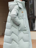 kkboxly  Solid Mid Length Hooded Coat, Casual Long Sleeve Winter Outerwear, Women's Clothing