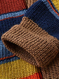 Elegant High Stretch Ethnic Retro Cardigan, Men's Casual Vintage Style V Neck Button Up Cardigan Sweater Coat For Fall Winter