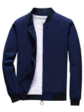 kkboxly  Fashionable Men's Trendy Zipper Versatile Stand Collar Windproof Jacket, Versatile And Comfortable, Suitable For Dates