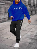 2pcs, Paris Print, Men's Hoodie And Joggers Set For Spring And Fall