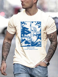 kkboxly kkboxly Japanese Style Painting Print Men's T-shirt, Crew Neck Short Sleeve Tops, Graphic Tee Men's Summer Clothes, Men's Outfits