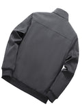 kkboxly  Fashionable And Casual Men's Solid Cardigan Zipper Long Sleeve Fleece Lapel Jacket, Comfortable And Versatile, Suitable For Dates, Suitable For Autumn And Winter