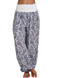 kkboxly  Boho Paisley Floral Print Harem Pants, Bohemian Loose Elastic Waist Pants For Spring & Summer, Women's Clothing