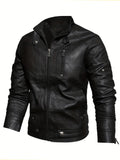 kkboxly  Stay Warm and Stylish with This Men's Retro PU Leather Jacket