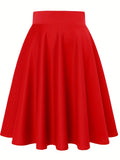kkboxly  Preppy Pleated Skater Skirts, Elegant High Waist A Line Casual Skirts, Women's Clothing