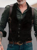 kkboxly  Retro Elegant Solid Color Single Breasted Male Vest Tuxedo Suit Vest For Men