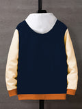 Retro Letter Print Preppy Varsity Jacket, Men's Casual Baseball Jacket Coat Regular Fit College Hipster Windbreaker For Spring Autumn