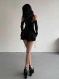 kkboxly  Solid Halter Neck Backless Dress, Elegant Off Shoulder For Spring & Summer, Women's Clothing