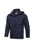 kkboxly  Men's Fall/Winter Casual Lightweight Waterproof Windbreaker Hooded Jacket With Zipped Pockets