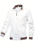 kkboxly  Solid Men's Casual Baseball Bomber Jacket Coat Regular Fit College Hipster Windbreaker For Spring Autumn