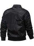 realaiot  Men's Stylish Sports Jacket, Casual Windproof Motorcycle Jacket With Pockets For Spring And Autumn