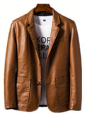kkboxly  Waterproof and Windproof Men's Faux Leather Cycling Jacket - Stylish and Comfortable Slim Fit Outdoor Clothing