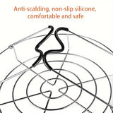 kkboxly 1pc 12-Inch Multipurpose Stainless Steel Canning Rack with Silicone Grip – Perfect for Mason Jars, Kitchen Organizer, Steam Canning & Pressure Canning