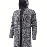 kkboxly  All Match Knitted Hooded Cardigan, Men's Casual Warm High Stretch Overcoat Sweater Jacket For Fall Winter
