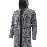 All Match Knitted Hooded Cardigan, Men's Casual Warm High Stretch Overcoat Sweater Jacket For Fall Winter
