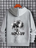 kkboxly  Astronaut Pattern Zip Up Hoodie, Men's Casual Stretch Hooded Sweatshirt Sportswear