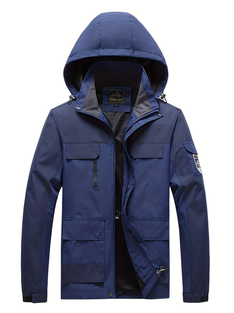 kkboxly  Men's Casual Waterproof Windbreaker Jacket Hooded Coat Regular Fit Coat For Spring Autumn Outdoors Hiking Fishing