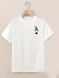 kkboxly  Spade A Print, Men's Graphic T-shirt, Casual Comfy Tees For Summer