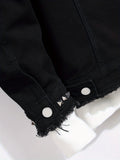 kkboxly  Men's Denim Jacket With Decoration, Casual Street Style Jacket