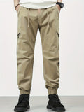dunnmall  kkboxly  Cotton Classic Design Multi Pockets Cargo Pants, Men's Casual Techwear Drawstring Cargo Pants Hip Hop Joggers For Autumn Summer Outdoor