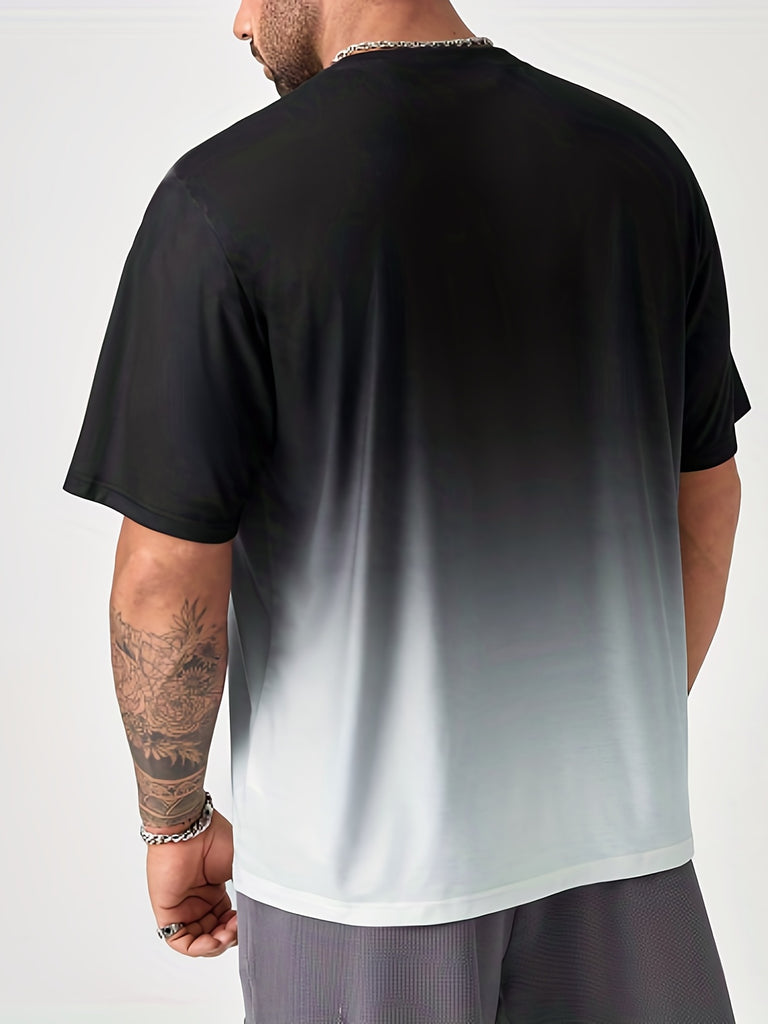kkboxly  Men's Gradient Fashion T-Shirt, Plus Size Summer Top Men's Clothes