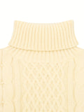 kkboxly  All Match Knitted Cable Sweater, Men's Casual Warm Middle Stretch Turtleneck Pullover Sweater For Men Fall Winter