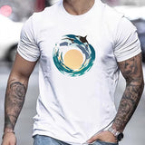 kkboxly Whales Print T Shirt, Tees For Men, Casual Short Sleeve T-shirt For Summer