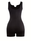 kkboxly  Solid Notched Neck Romper Jumpsuit, Casual Sleeveless Romper Jumpsuit, Women's Clothing
