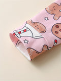 Toddler Girls Cartoon Gingerbread Man Graphic Pullover + Plaid Flare Pants Kids outdoor Clothes Christmas